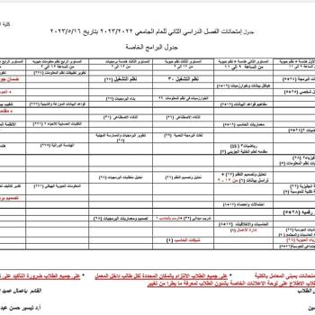 Schedule of exams for the second semester 2022-2023 for special programs