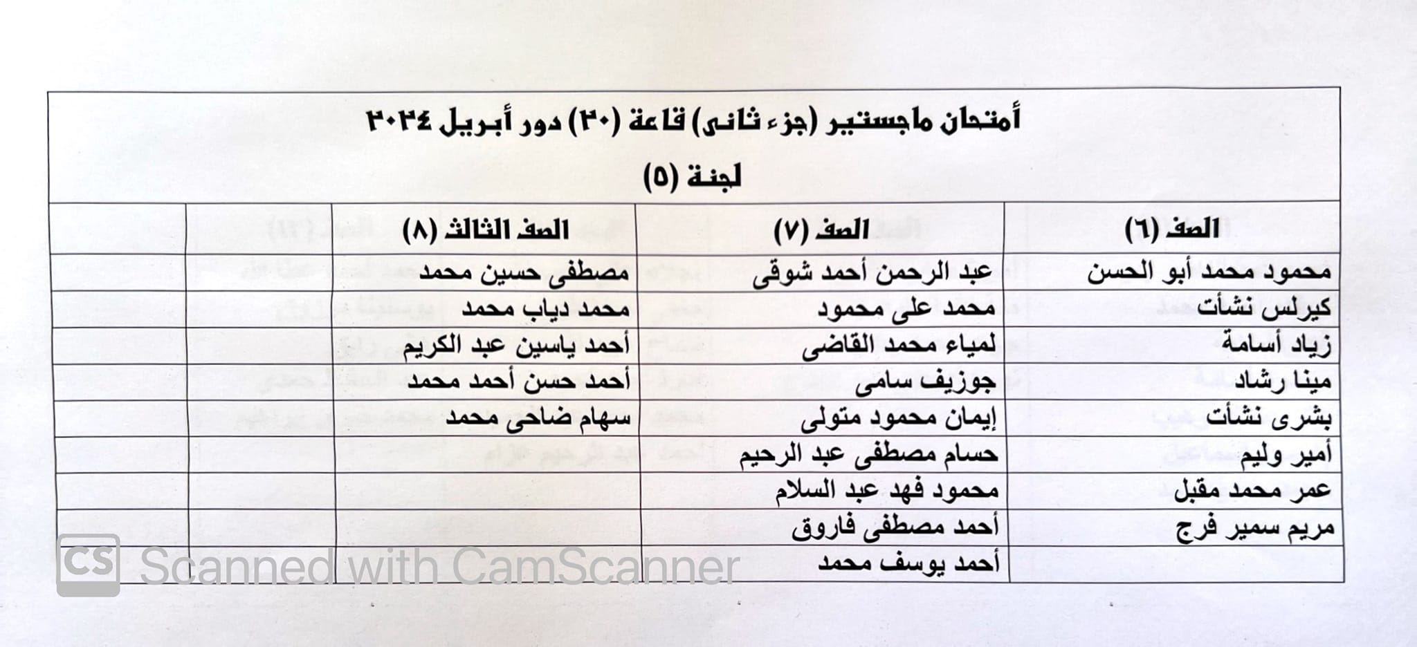 تقسيم قاعات امتحانات ماجستير جزء ثان دور ابريل ٢٠٢٤ قاعات (١٩) و (٢٠) اسفل بنك مصر