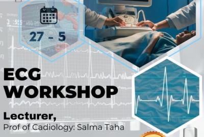 The second workshop for training doctors, batch 58, system (6+1), under the title “Electrocardiogram interpretation workshop.”
