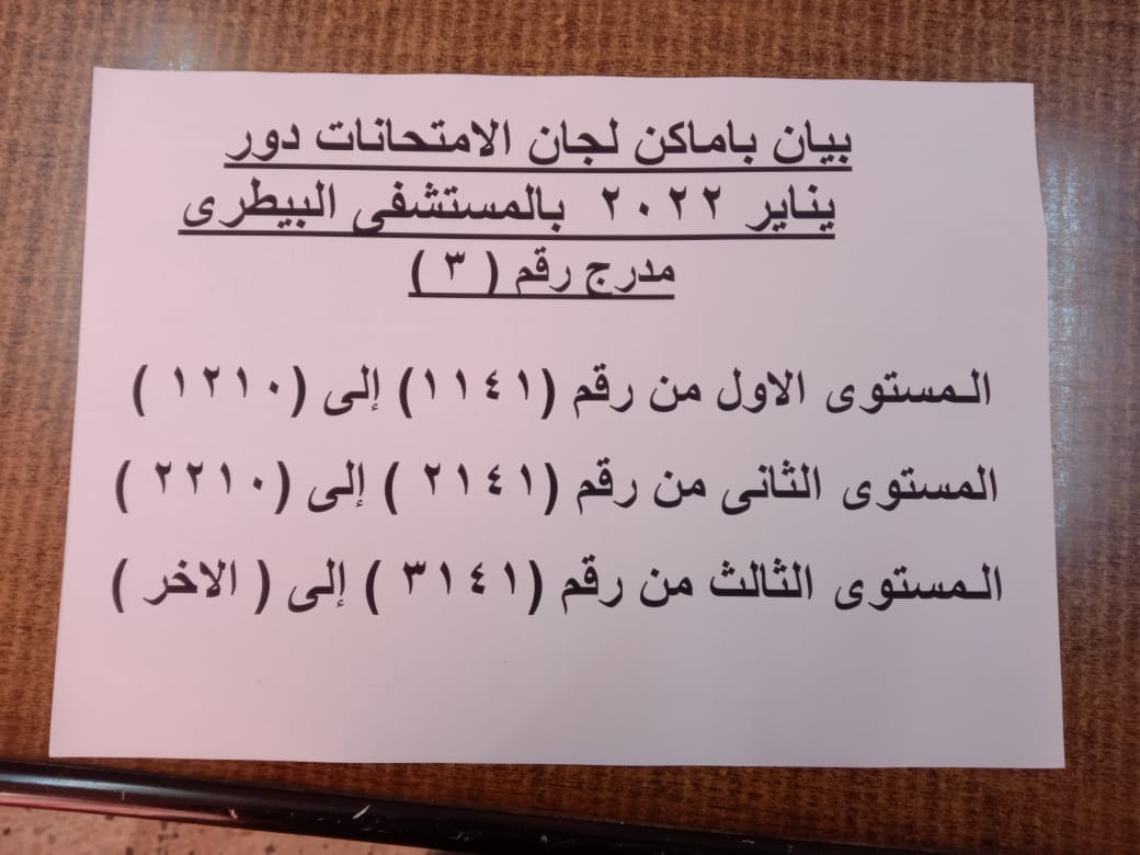 بيان باماكن لجان الامتحانات