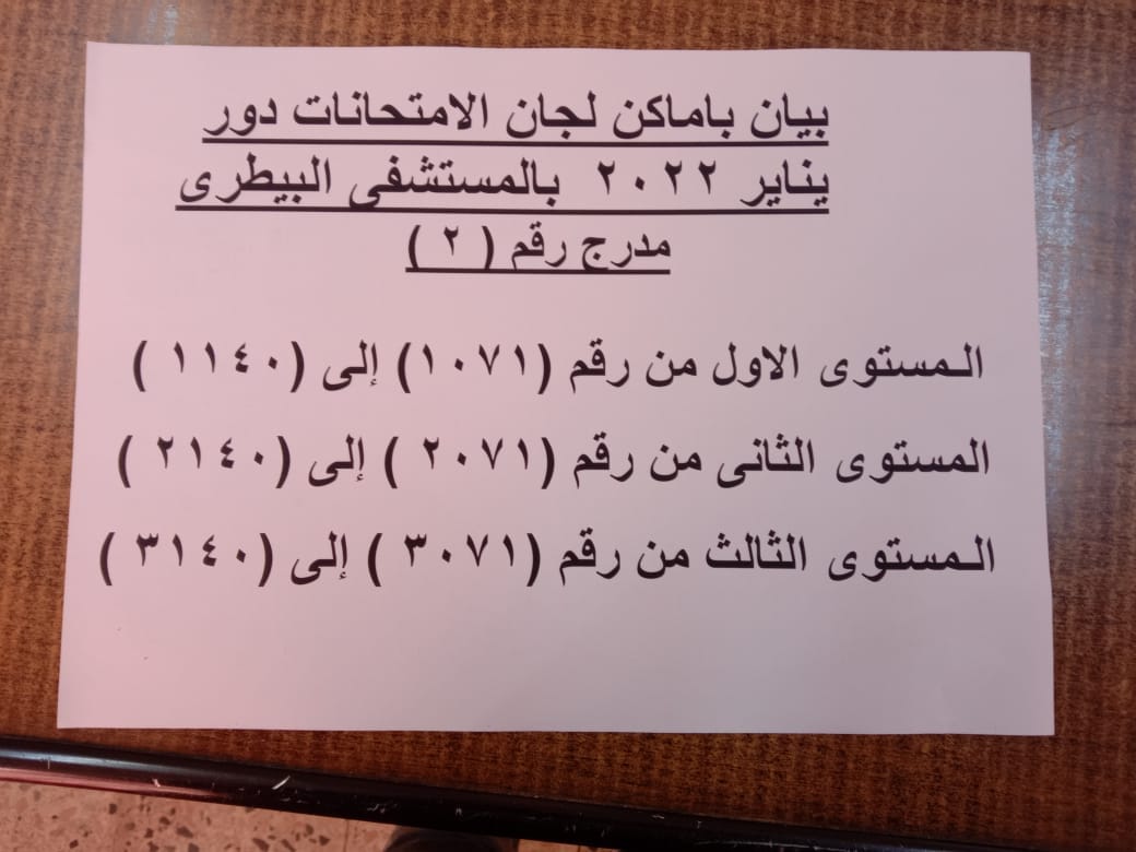 بيان باماكن لجان الامتحانات